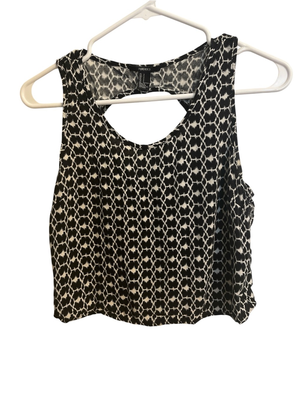 Forever 21 Black & White Geometric Cropped Tank